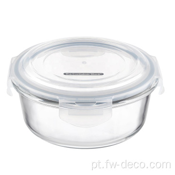 Borossilicate Glass Redond Food Storage com tampas plásticas